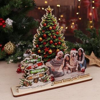 🎄 Персонализиран коледен подарък за семейство – 3D декор със снимка